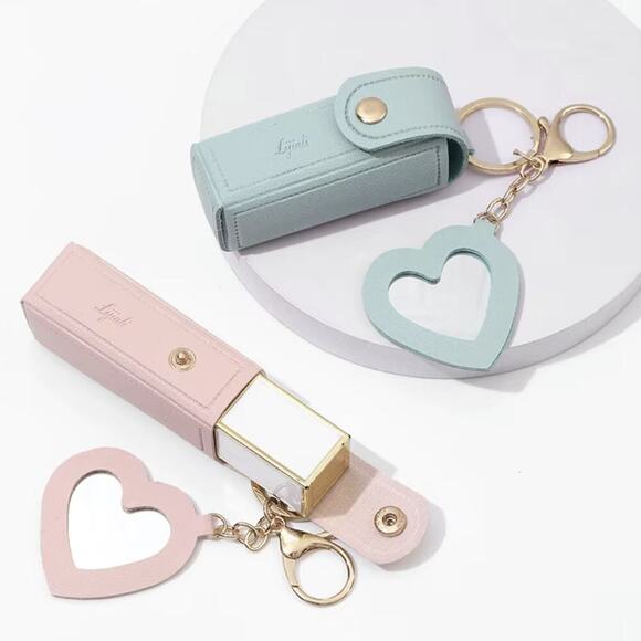 Leather Lipstick Keychain Holder | Travel Lip Balm Case | Compact | Green - Picture 4 of 15